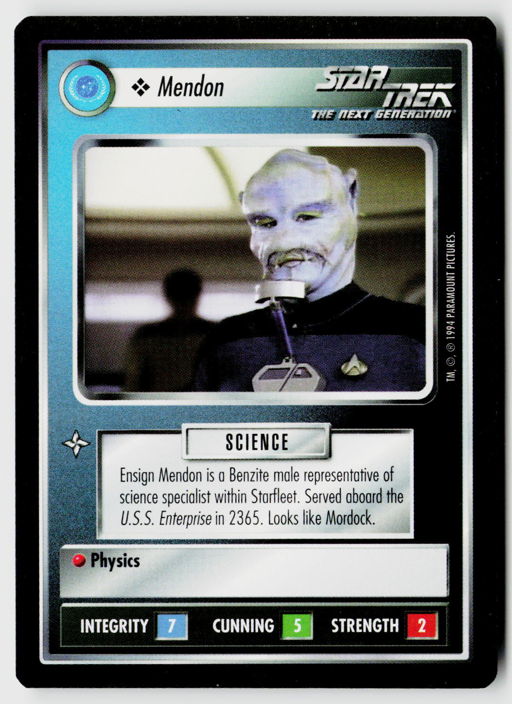 Star Trek The Next Generation | 1E Premiere Black Border | Mendon | Common