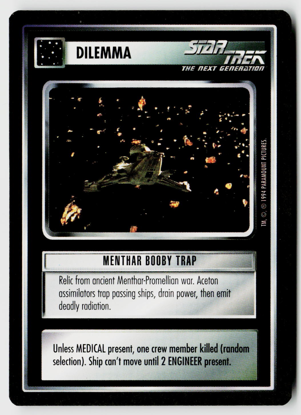 Star Trek The Next Generation | 1E Premiere Black Border | Menthar Booby Trap | Common