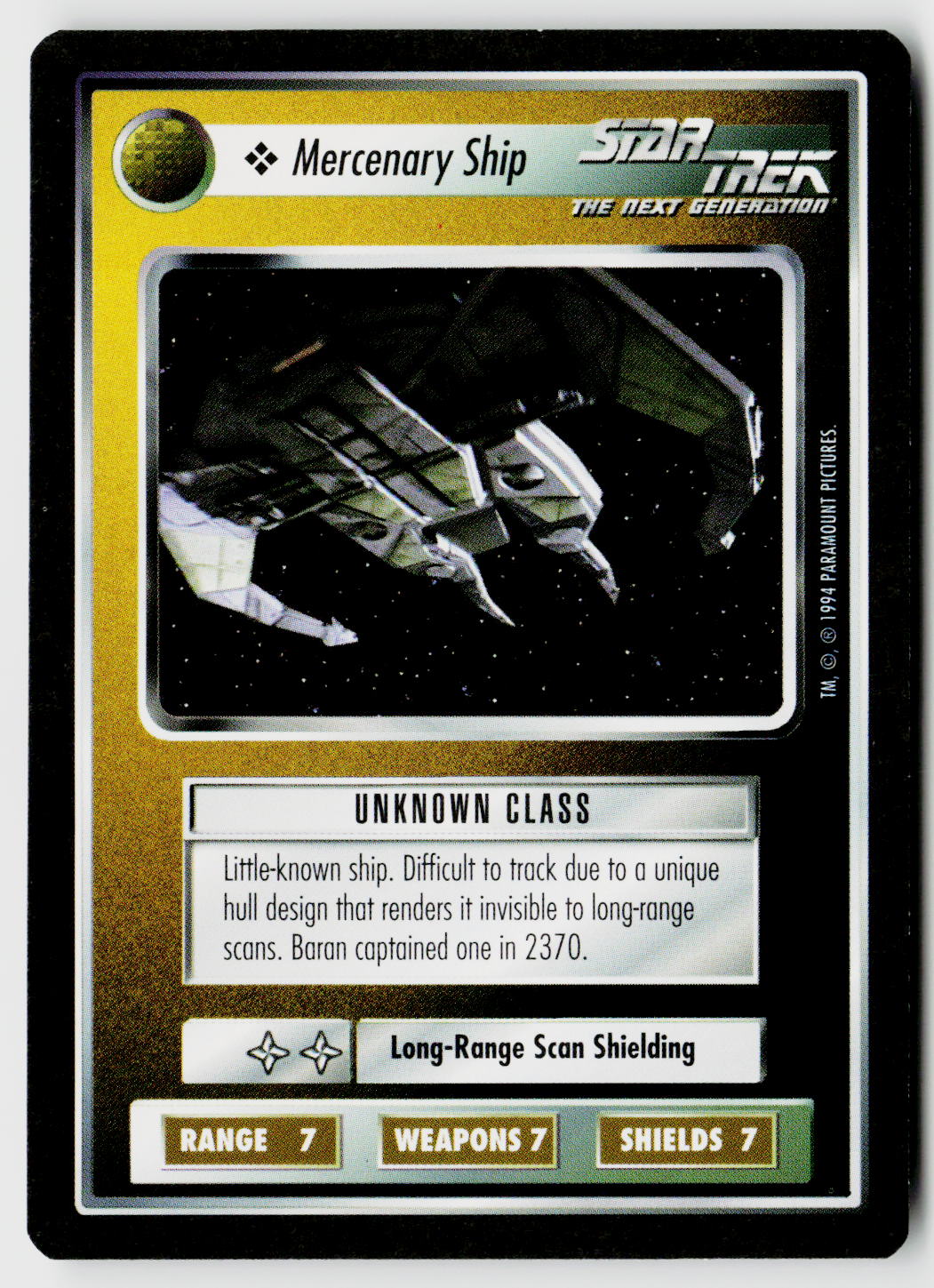 Star Trek The Next Generation | 1E Premiere Black Border | Mercenary Ship | Common