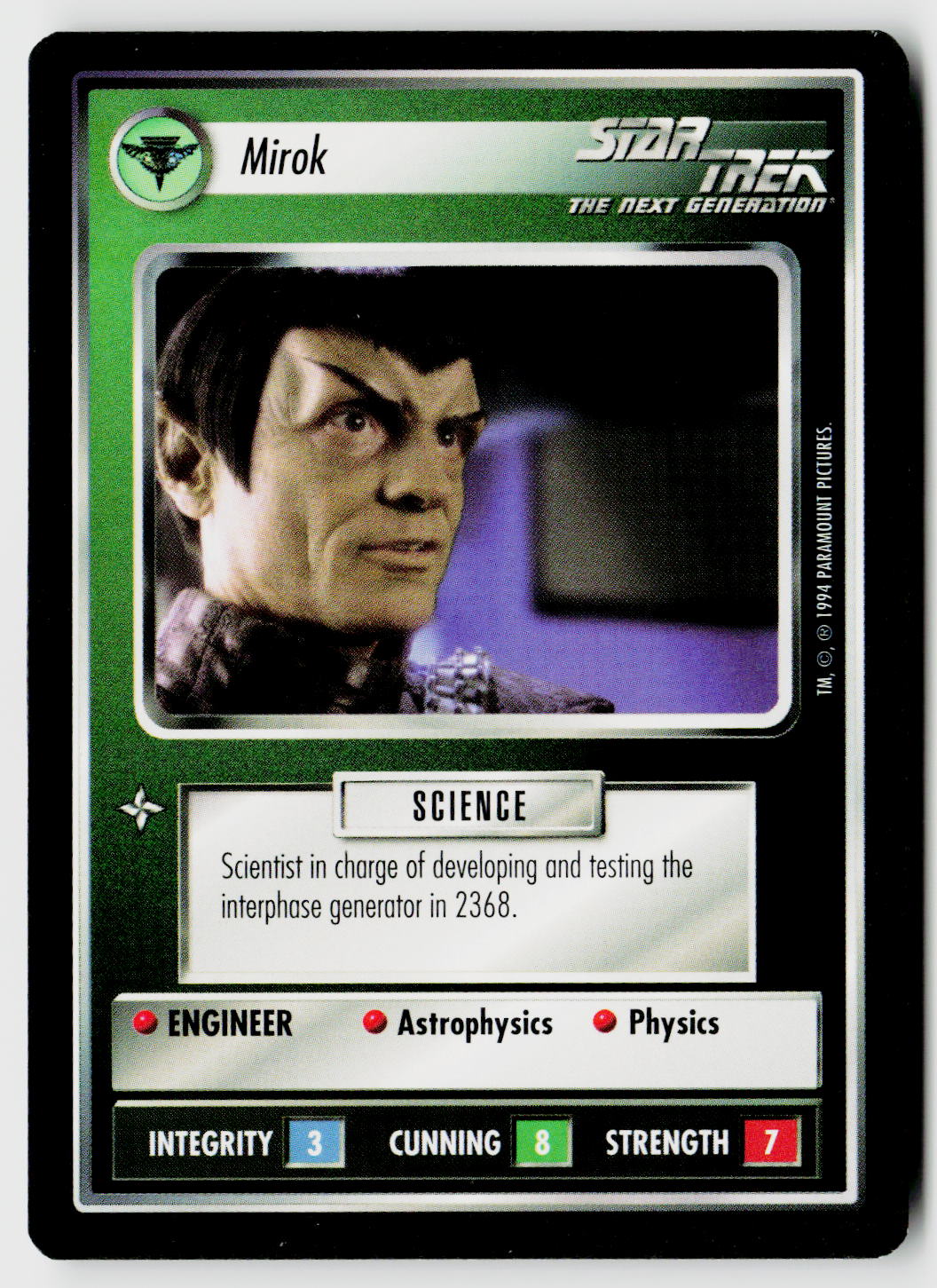 Star Trek The Next Generation | 1E Premiere Black Border | Mirok | Uncommon