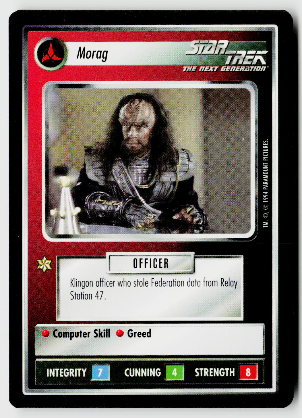 Star Trek The Next Generation | 1E Premiere Black Border | Morag | Uncommon
