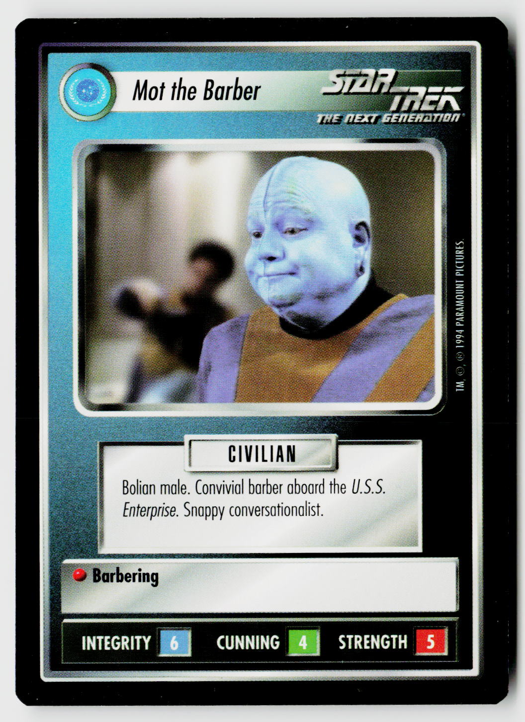 Star Trek The Next Generation | 1E Premiere Black Border | Mot the Barber | Uncommon