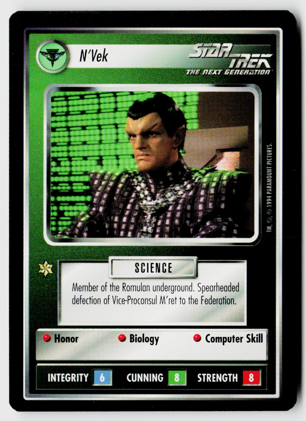 Star Trek The Next Generation | 1E Premiere Black Border | N'Vek | Rare