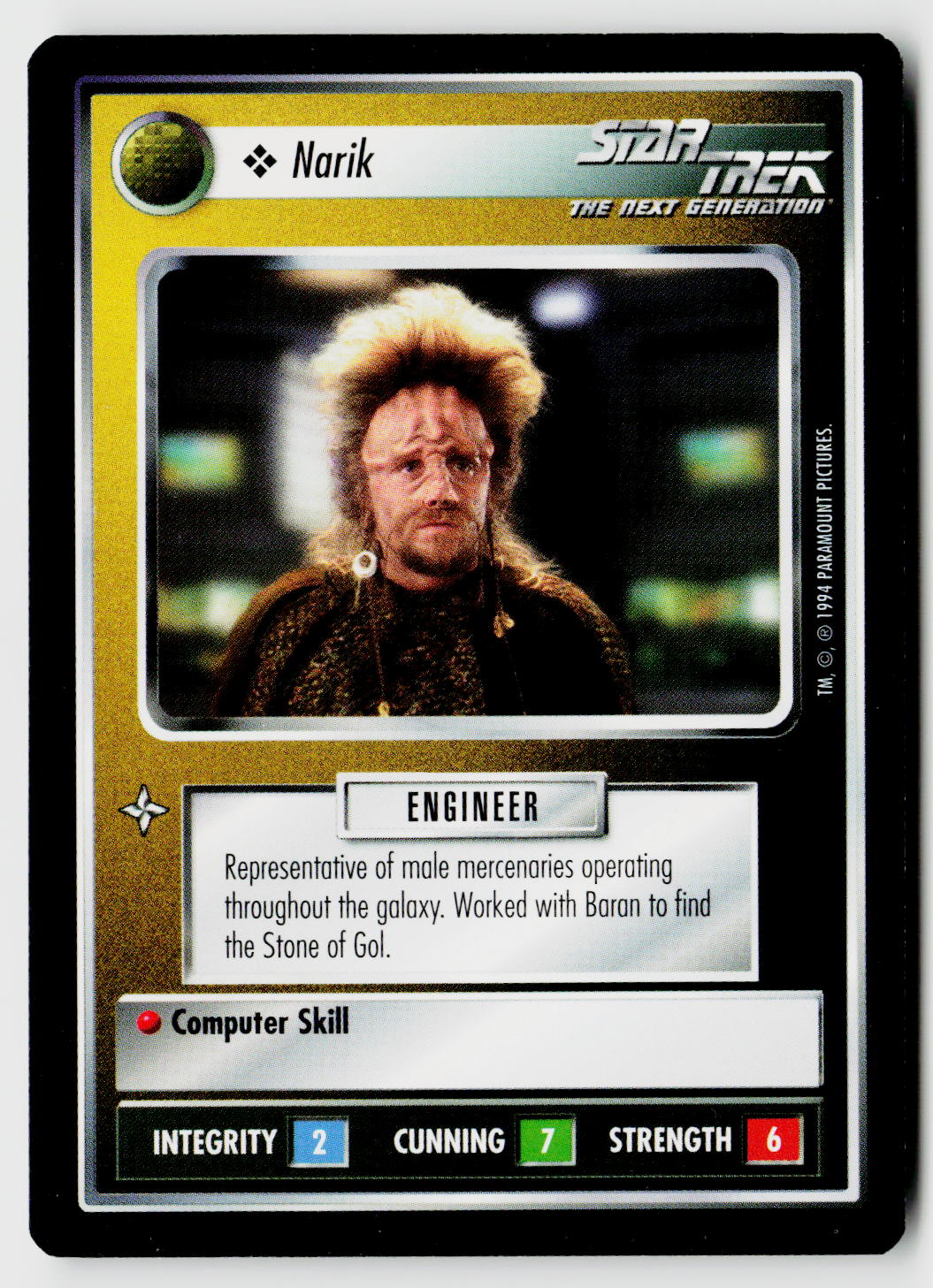 Star Trek The Next Generation | 1E Premiere Black Border | Narik | Uncommon