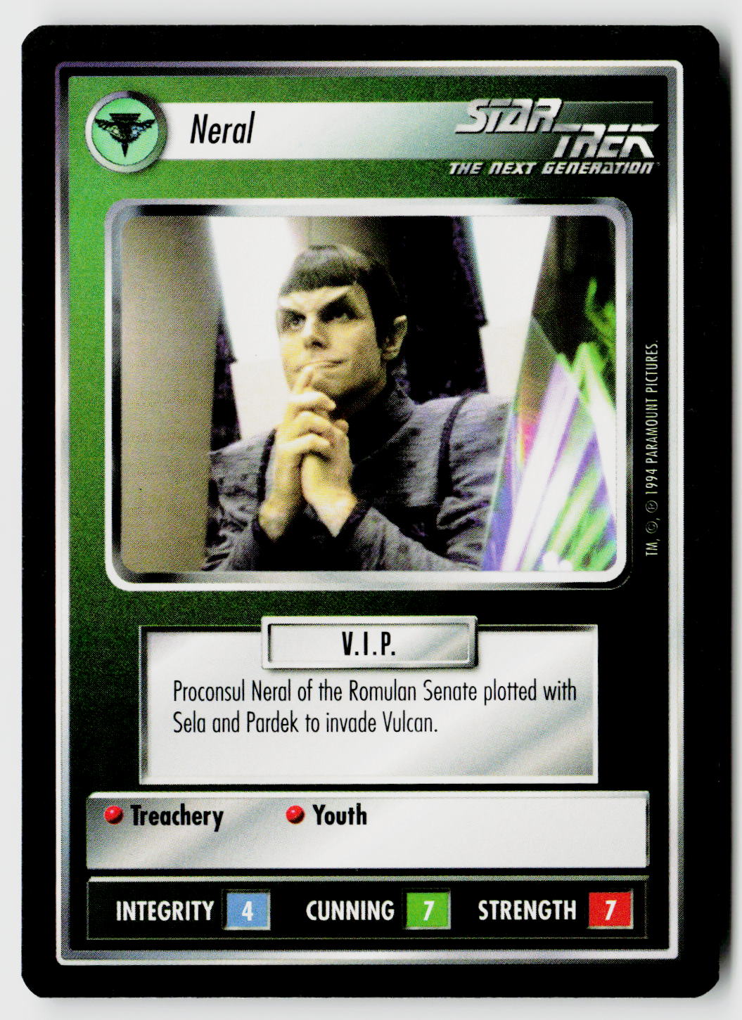 Star Trek The Next Generation | 1E Premiere Black Border | Neral | Uncommon