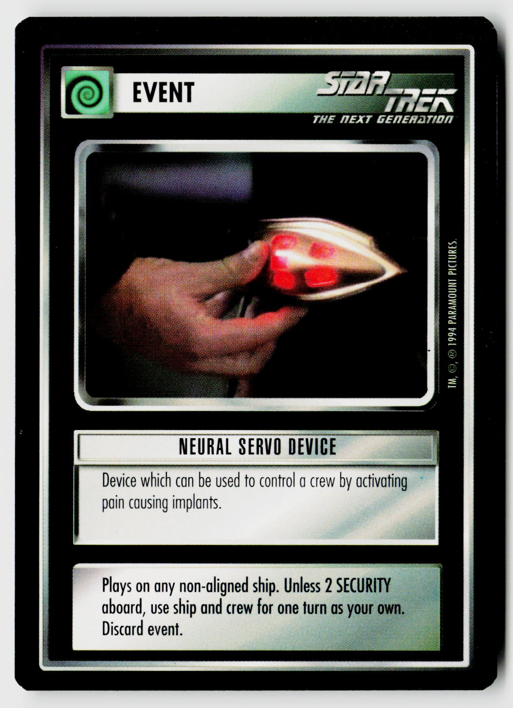 Star Trek The Next Generation | 1E Premiere Black Border | Neural Servo Device | Rare