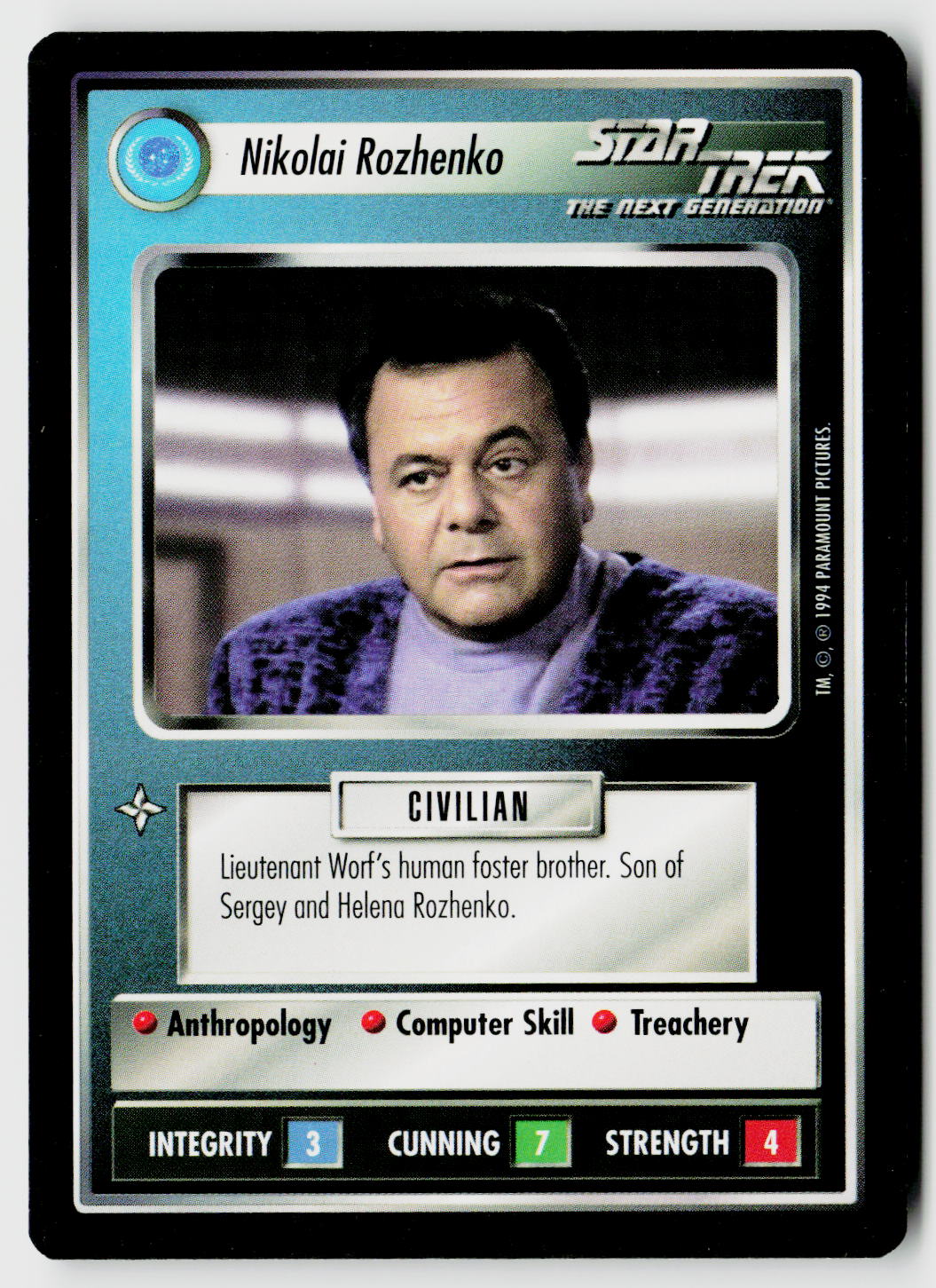 Star Trek The Next Generation | 1E Premiere Black Border | Nikolai Rozhenko | Uncommon