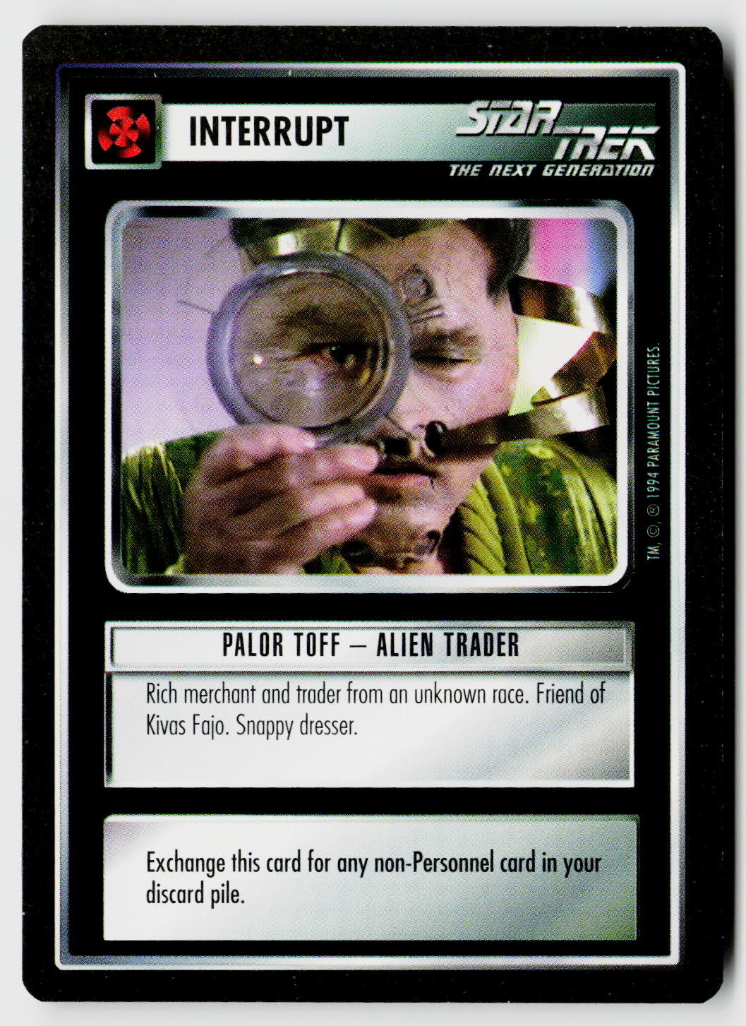 Star Trek The Next Generation | 1E Premiere Black Border | Palor Toff - Alien Trader | Common