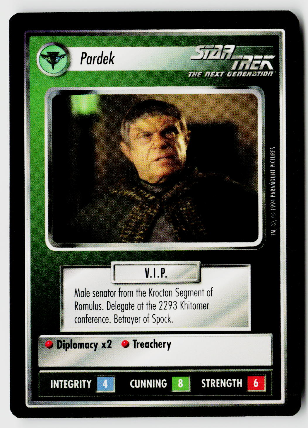 Star Trek The Next Generation | 1E Premiere Black Border | Pardek | Uncommon