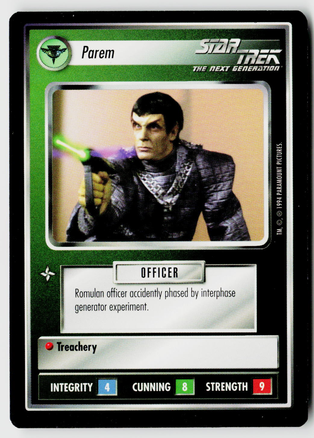 Star Trek The Next Generation | 1E Premiere Black Border | Parem | Uncommon