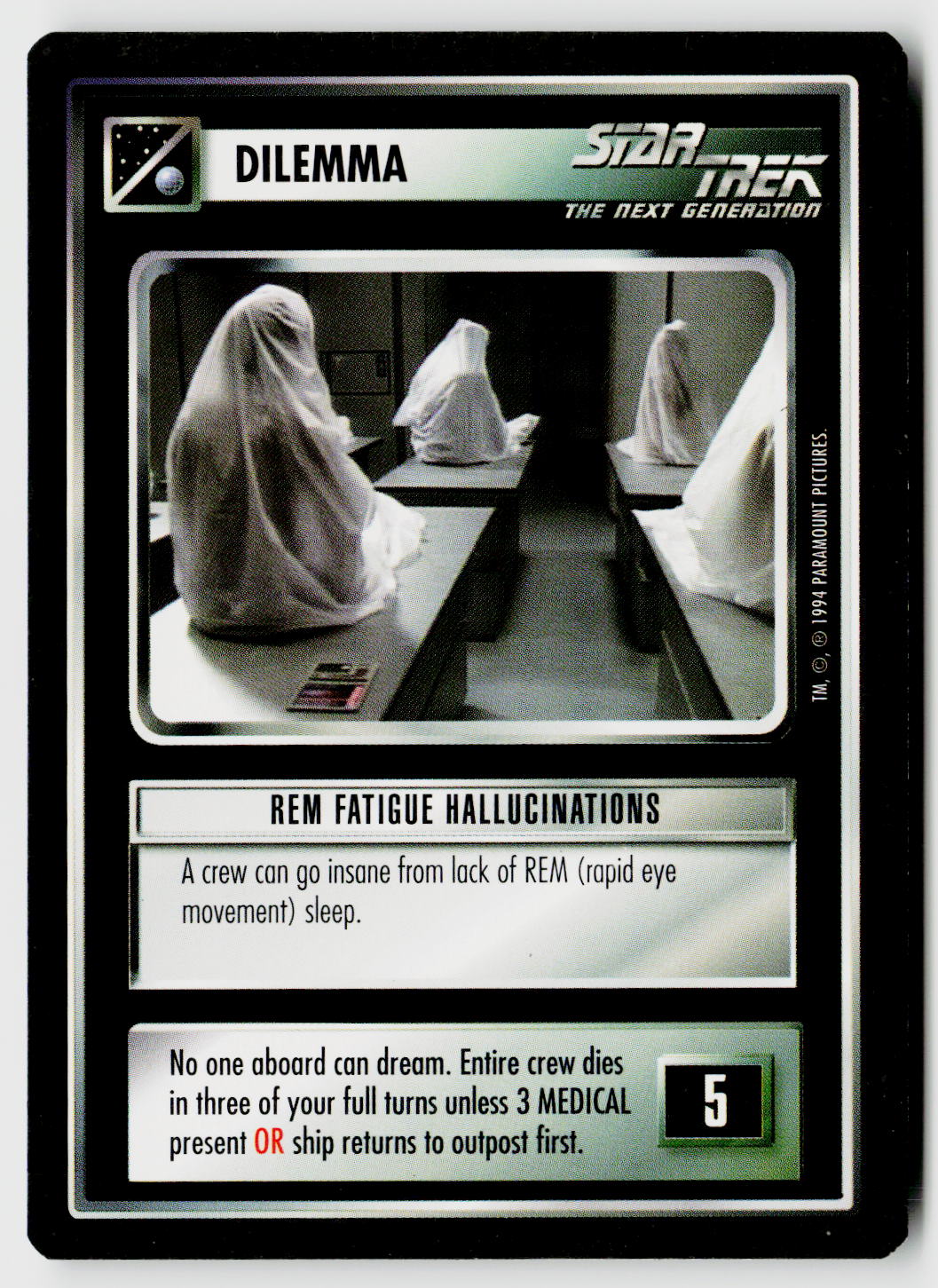 Star Trek The Next Generation | 1E Premiere Black Border | REM Fatigue Hallucinations | Uncommon
