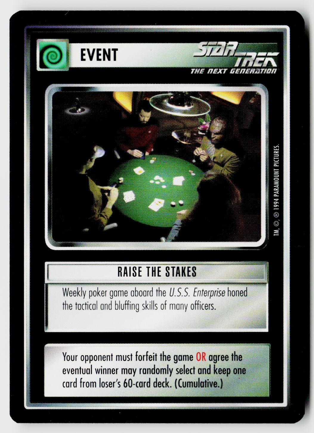 Star Trek The Next Generation | 1E Premiere Black Border | Raise The Stakes | Uncommon