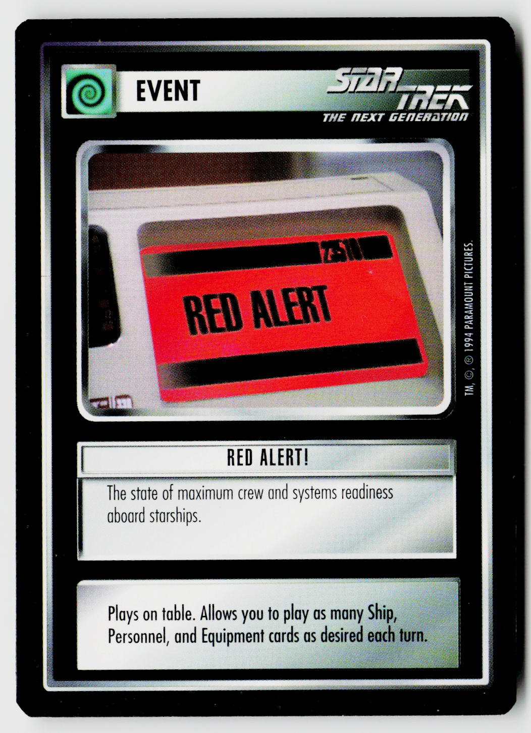 Star Trek The Next Generation | 1E Premiere Black Border | Red Alert! | Common