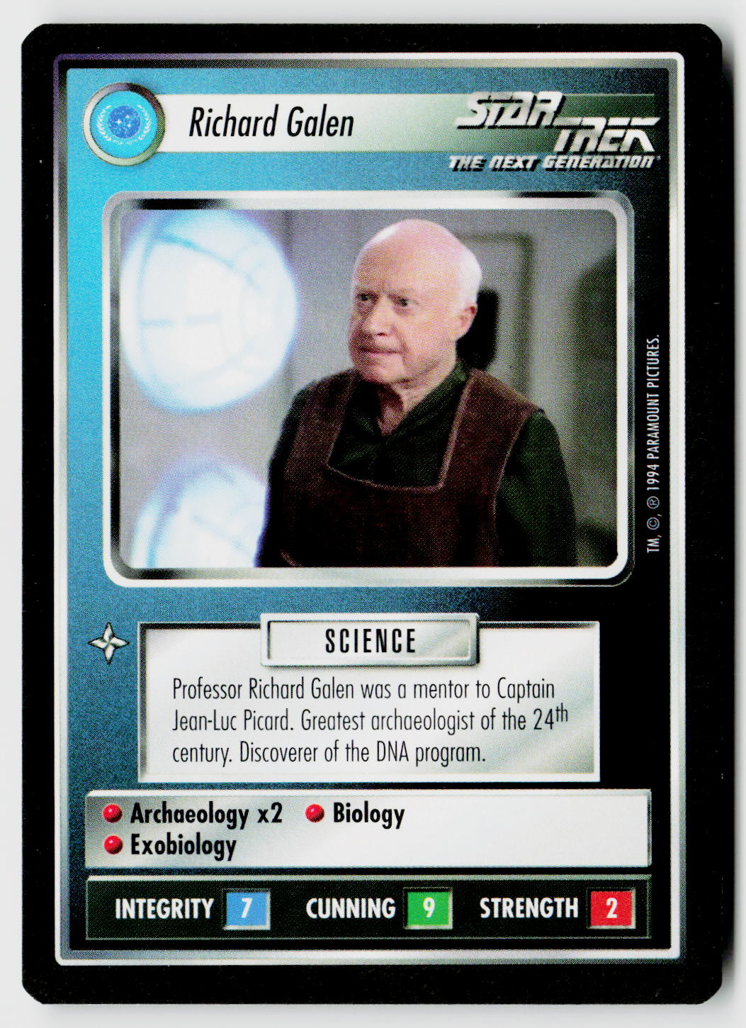 Star Trek The Next Generation | 1E Premiere Black Border | Richard Galen | Rare