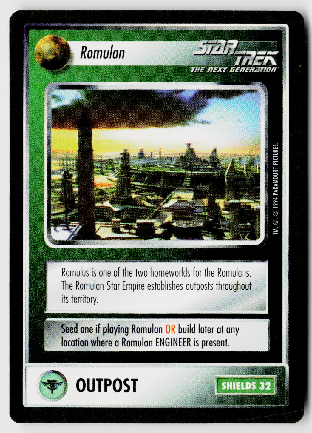 Star Trek The Next Generation | 1E Premiere Black Border | Romulan Outpost | Common