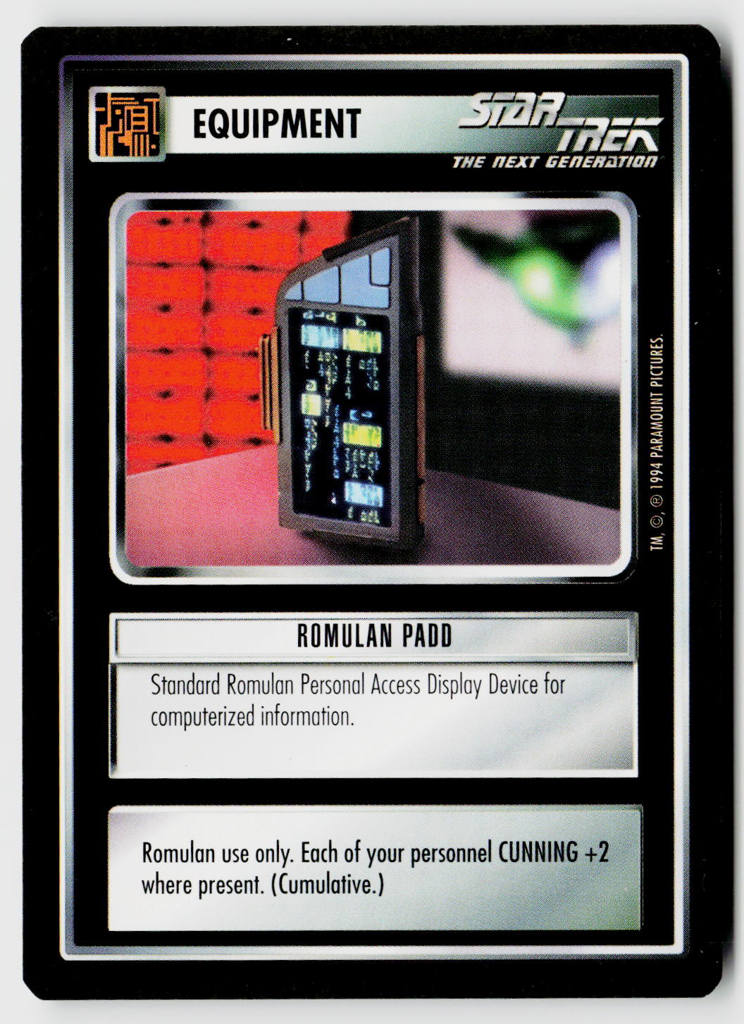 Star Trek The Next Generation | 1E Premiere Black Border | Romulan PADD | Common
