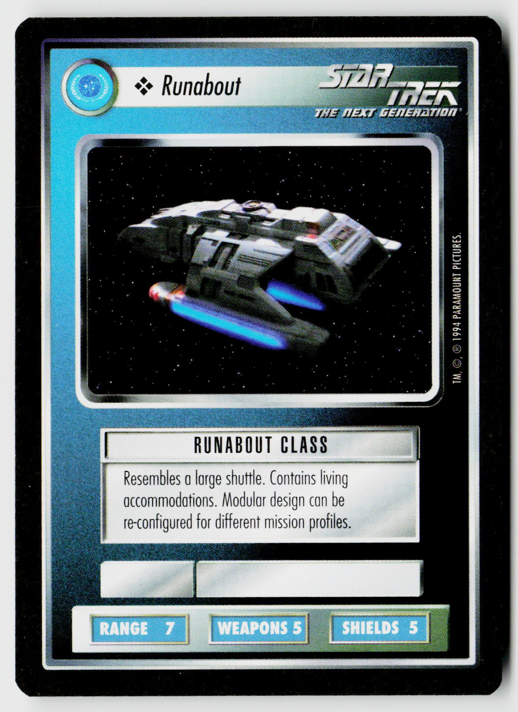 Star Trek The Next Generation | 1E Premiere Black Border | Runabout | Common