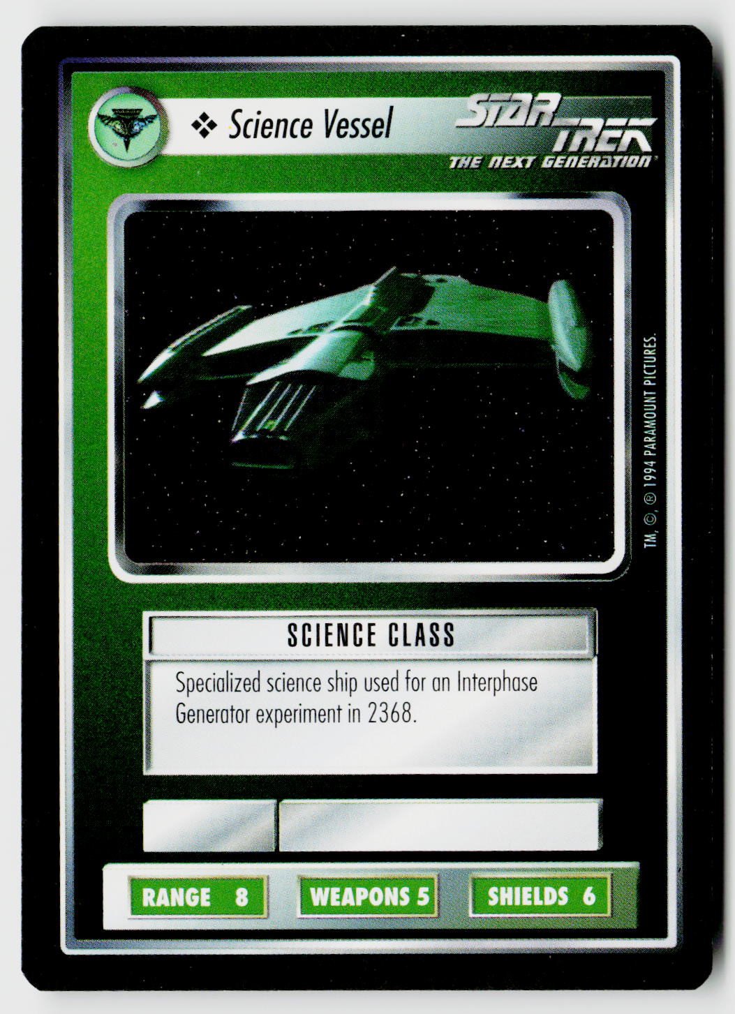 Star Trek The Next Generation | 1E Premiere Black Border | Science Vessel | Common