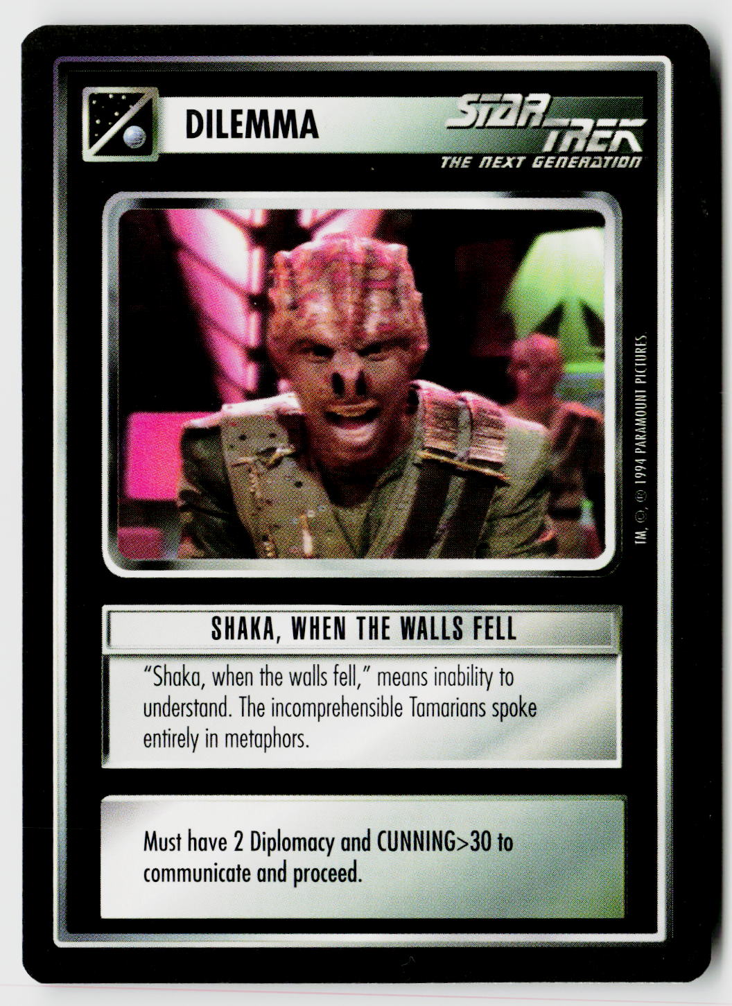 Star Trek The Next Generation | 1E Premiere Black Border | Shaka, When The Walls Fell | Uncommon