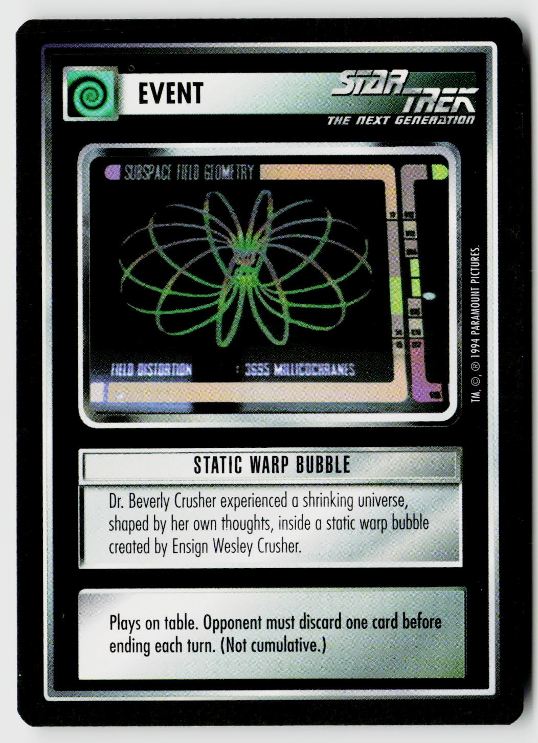 Star Trek The Next Generation | 1E Premiere Black Border | Static Warp Bubble | Common