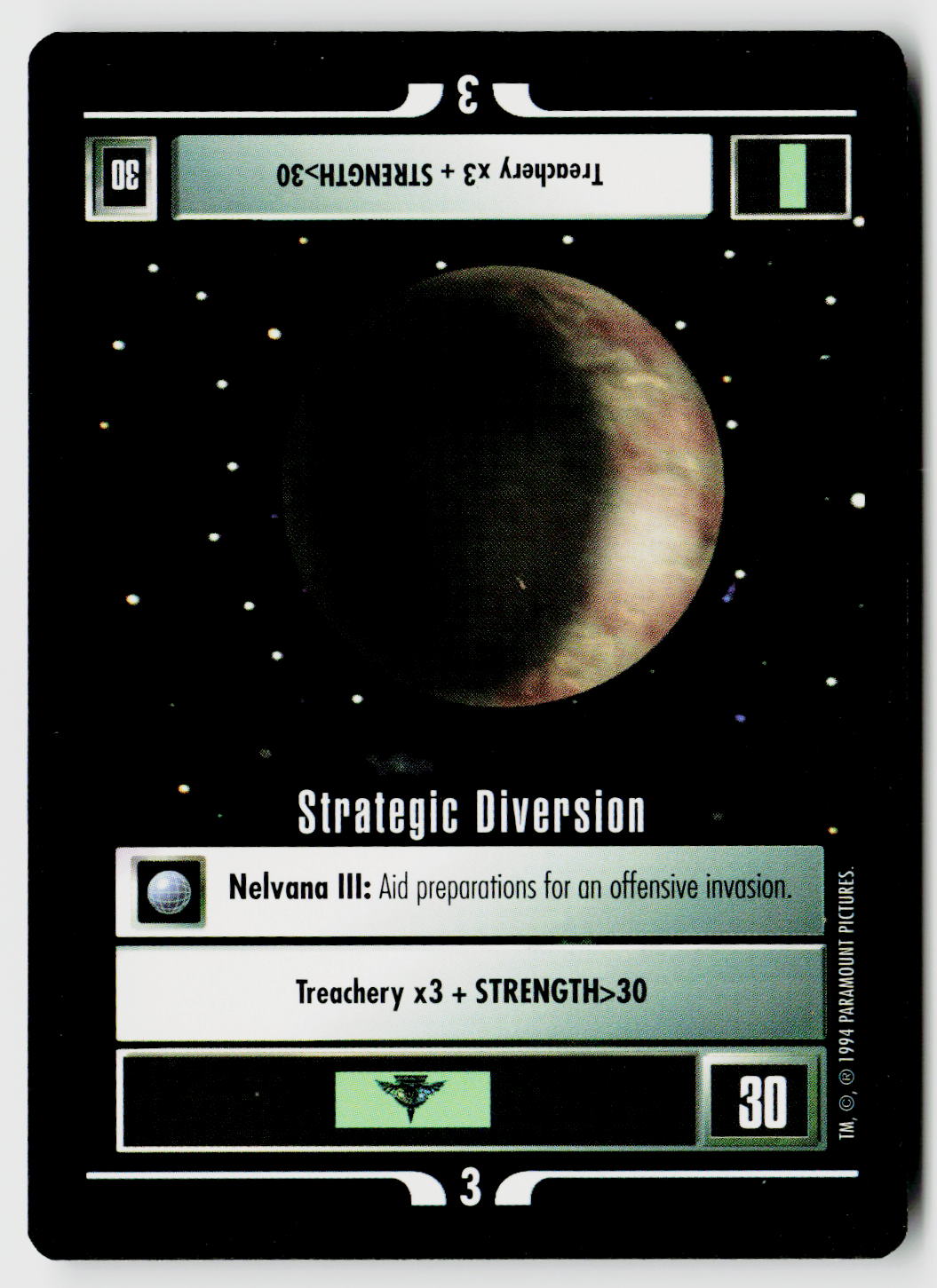 Star Trek The Next Generation | 1E Premiere Black Border | Strategic Diversion | Uncommon