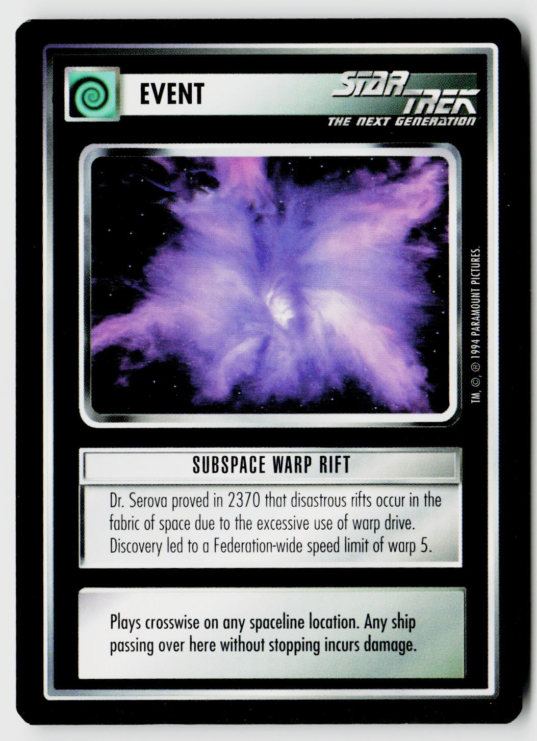 Star Trek The Next Generation | 1E Premiere Black Border | Subspace Warp Rift | Common