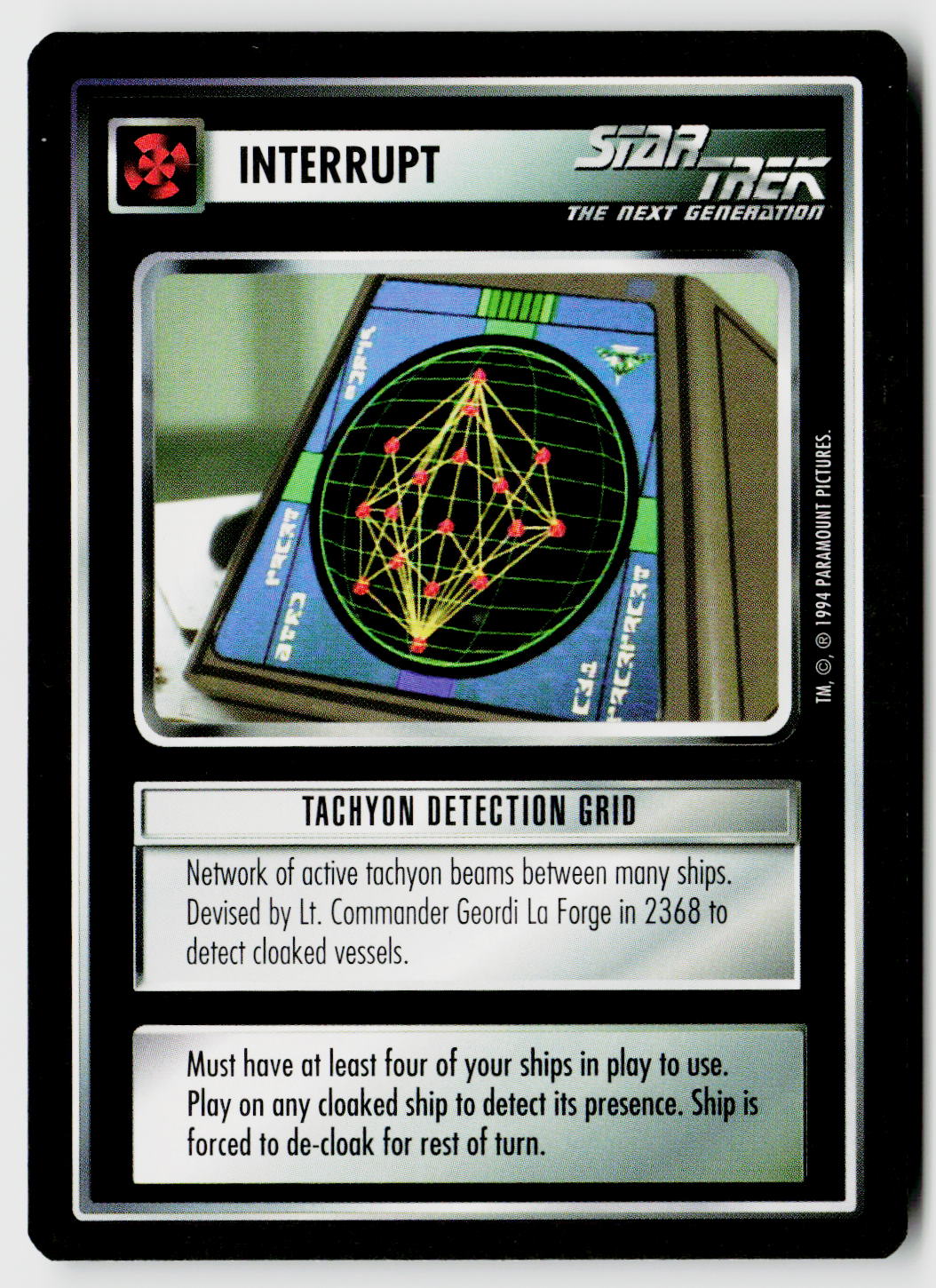 Star Trek The Next Generation | 1E Premiere Black Border | Tachyon Detection Grid | Uncommon