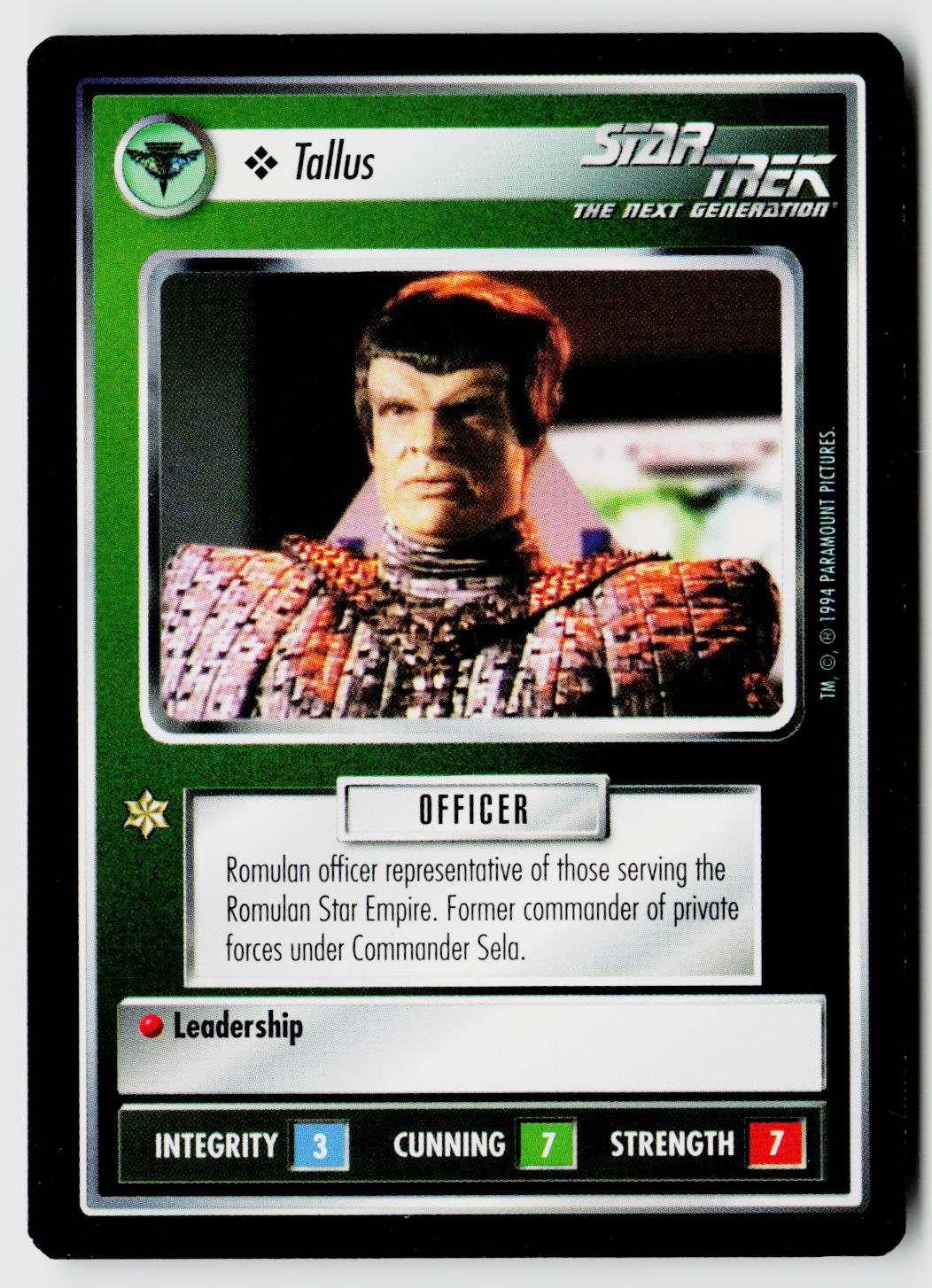 Star Trek The Next Generation | 1E Premiere Black Border | Tallus | Rare