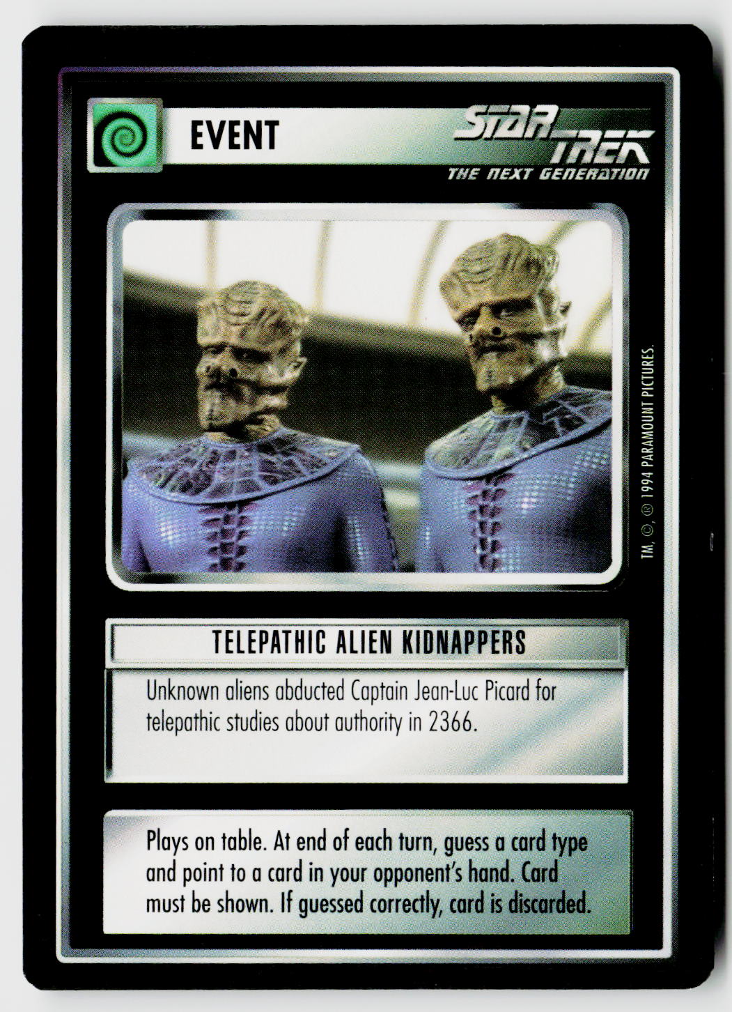 Star Trek The Next Generation | 1E Premiere Black Border | Telepathic Alien Kidnappers | Rare