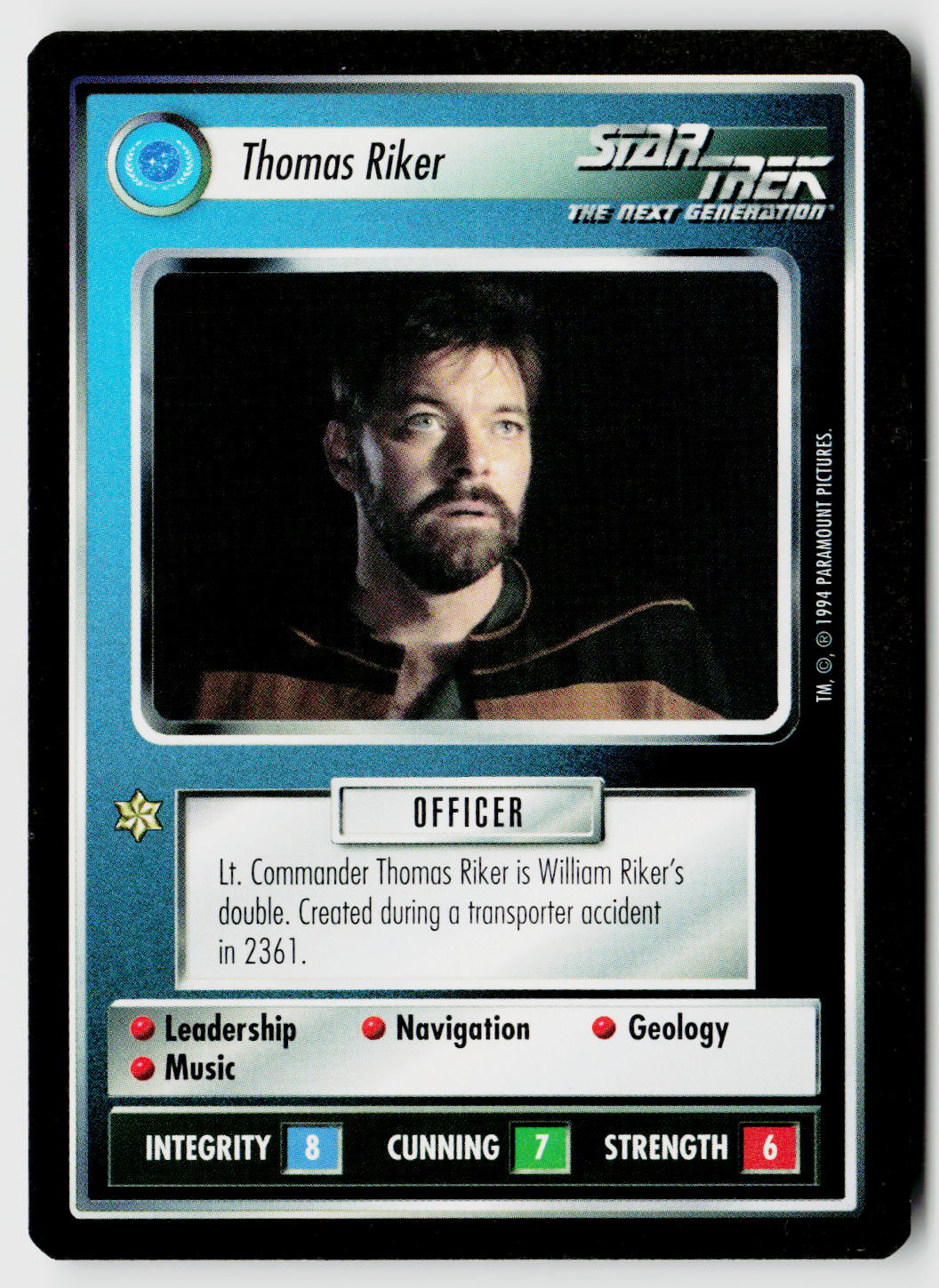 Star Trek The Next Generation | 1E Premiere Black Border | Thomas Riker | Rare