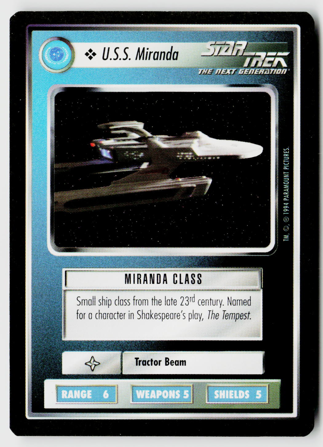 Star Trek The Next Generation | 1E Premiere Black Border | U.S.S. Miranda | Common