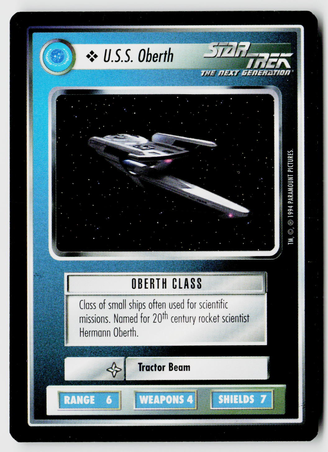Star Trek The Next Generation | 1E Premiere Black Border | U.S.S. Oberth | Common