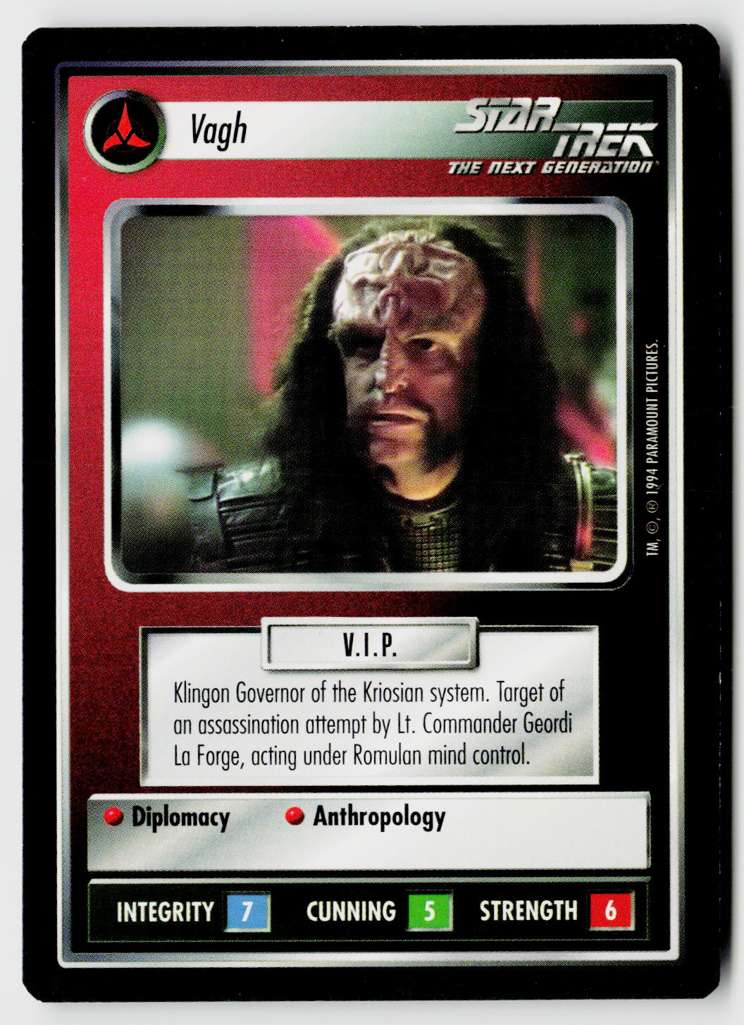 Star Trek The Next Generation | 1E Premiere Black Border | Vagh | Uncommon