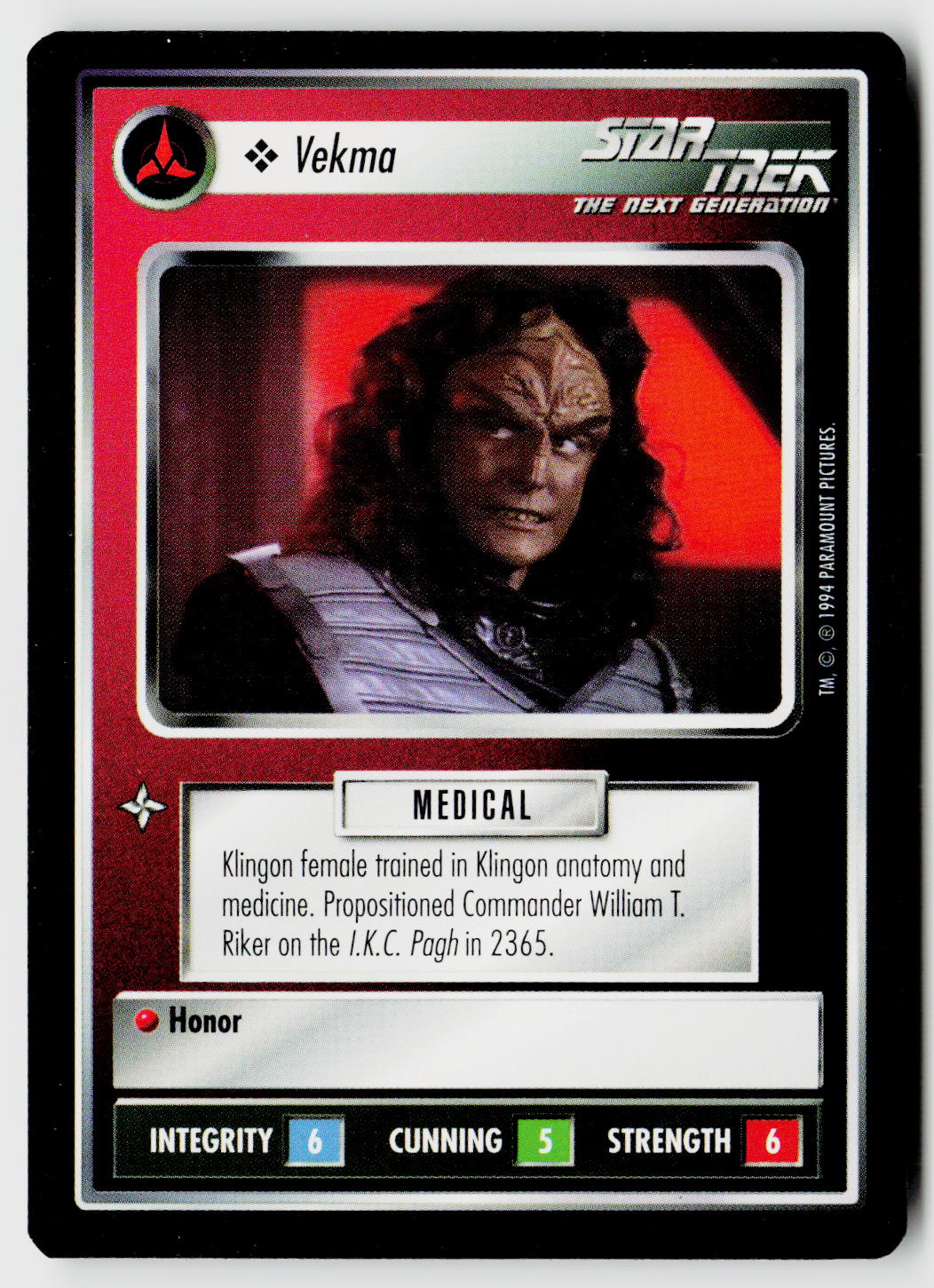 Star Trek The Next Generation | 1E Premiere Black Border | Vekma | Common