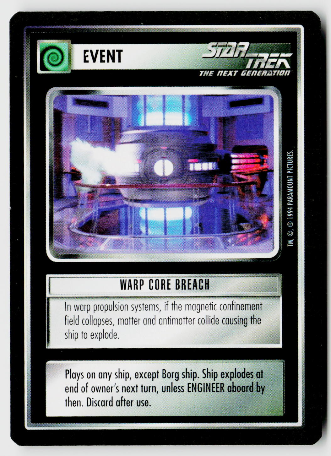 Star Trek The Next Generation | 1E Premiere Black Border | Warp Core Breach | Rare