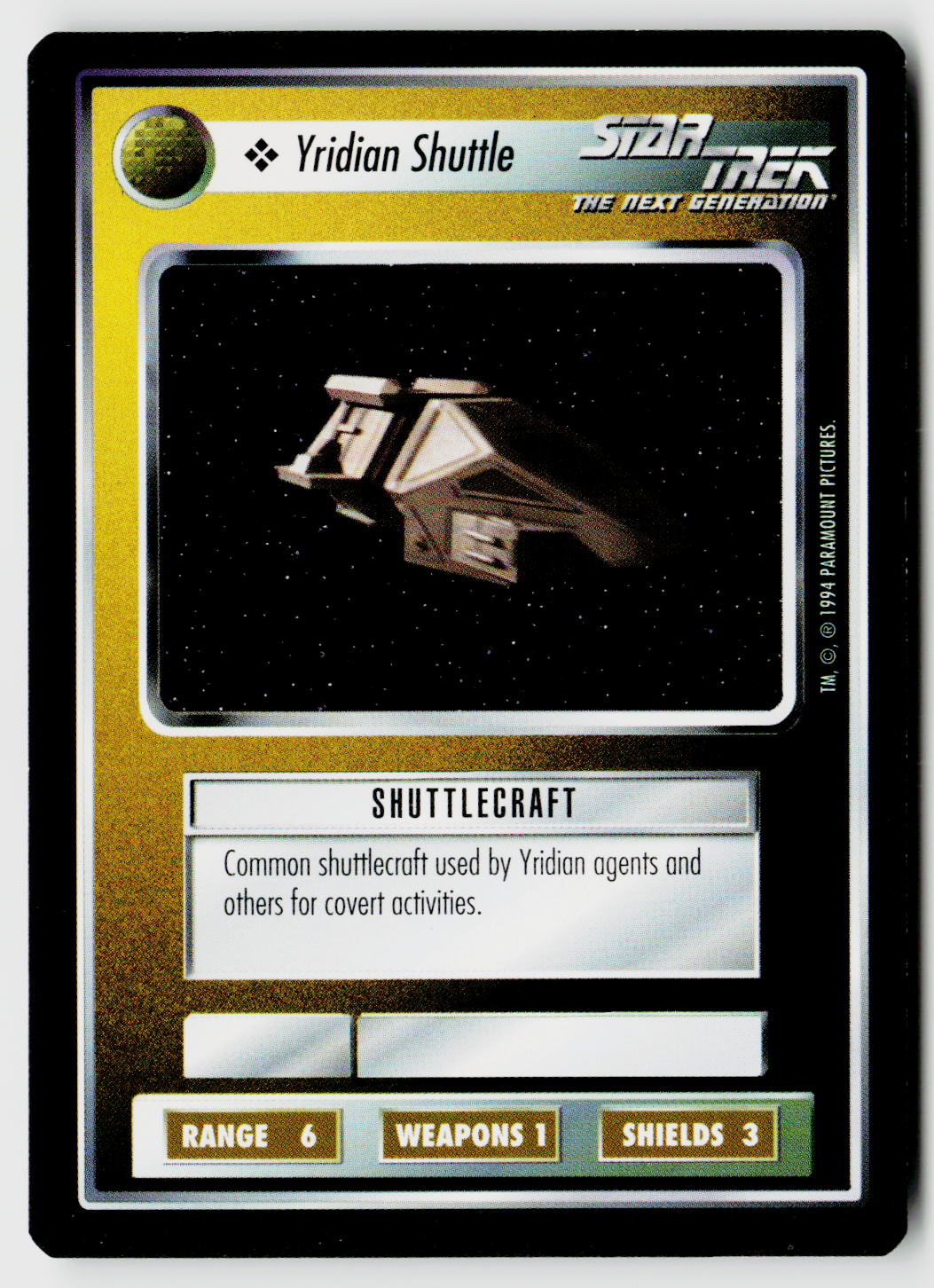 Star Trek The Next Generation | 1E Premiere Black Border | Yridian Shuttle | Common