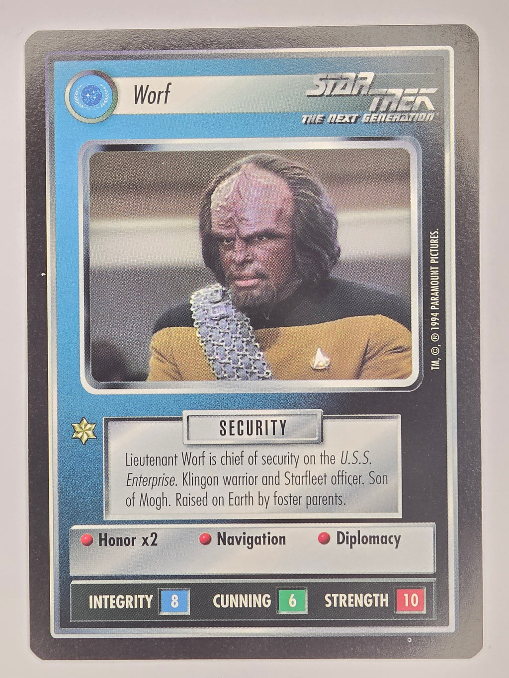 Star Trek The Next Generation | 1E Premiere Black Border | Worf | Rare