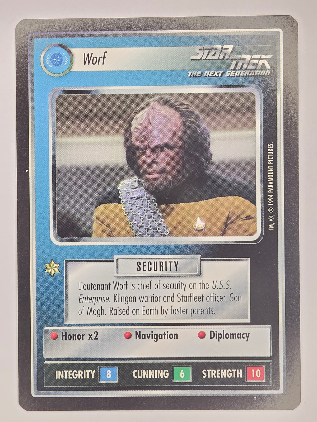 Star Trek The Next Generation | 1E Premiere Black Border | Worf | Rare