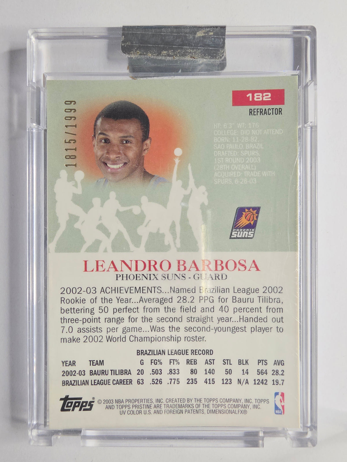 2003-04 Topps Pristine | Refractor | #182 | 1815/1999 | Leandro Barbosa | Phoenix Suns | RC