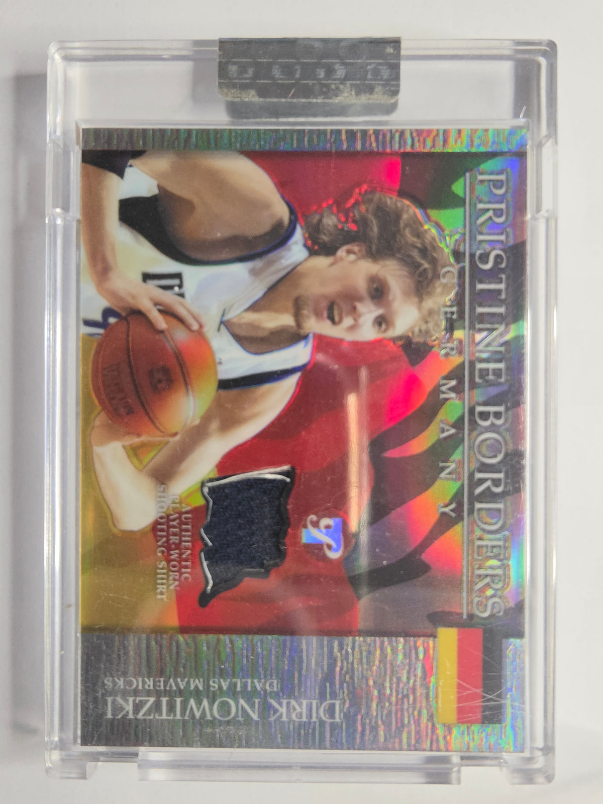 2003-04 Topps Pristine | Pristine Borders Relics Refractor | PB-DN | 05/25 | Dirk Nowitzki | Dallas Mavericks | Mem