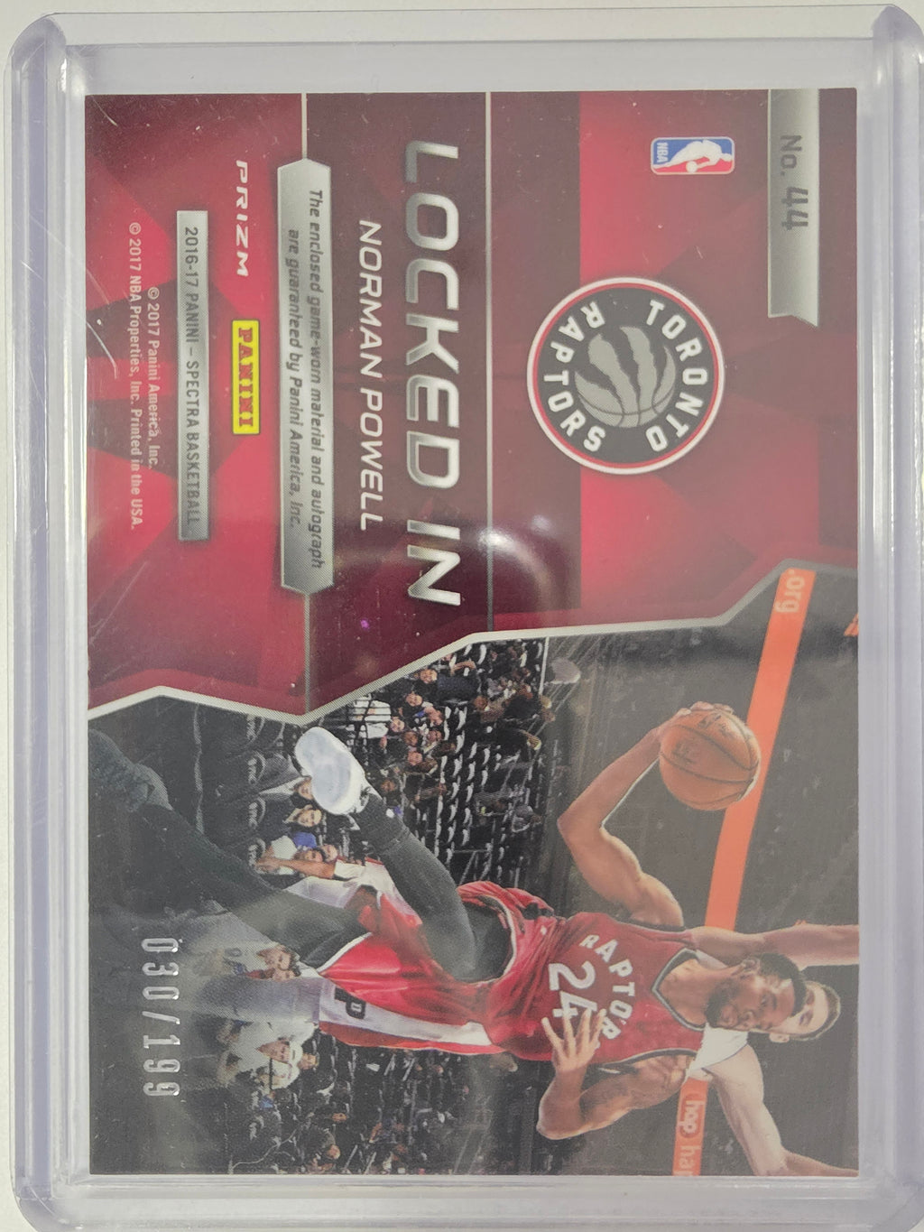 2016-17 Panini Spectra | Locked In Auto Relic Prizm | #44 | 030/199 | Norman Powell | Raptors | Auto Mem