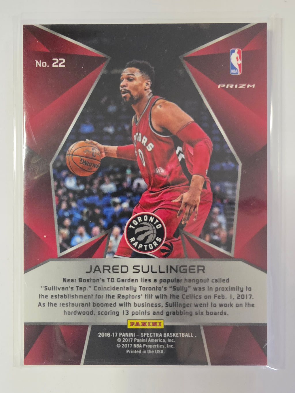 2016-17 Panini Spectra | Silver Prizm | #22 | Jared Sullinger | Toronto Raptors