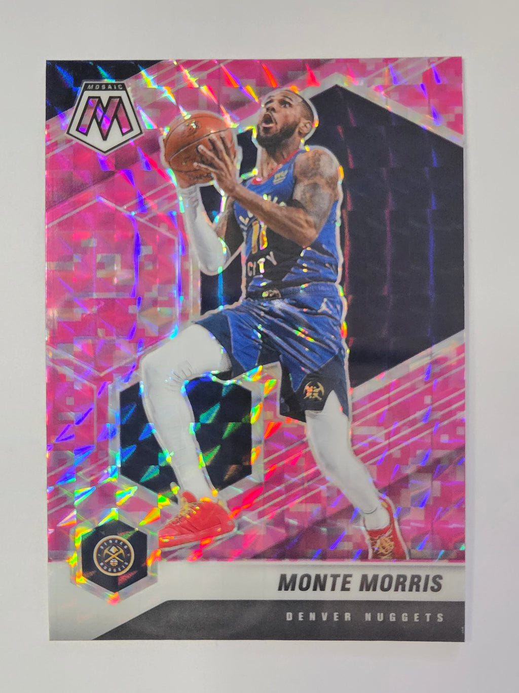 2020-21 Panini Mosaic | Pink Mosaic Parallel | #87 | Monte Morris | Denver Nuggets