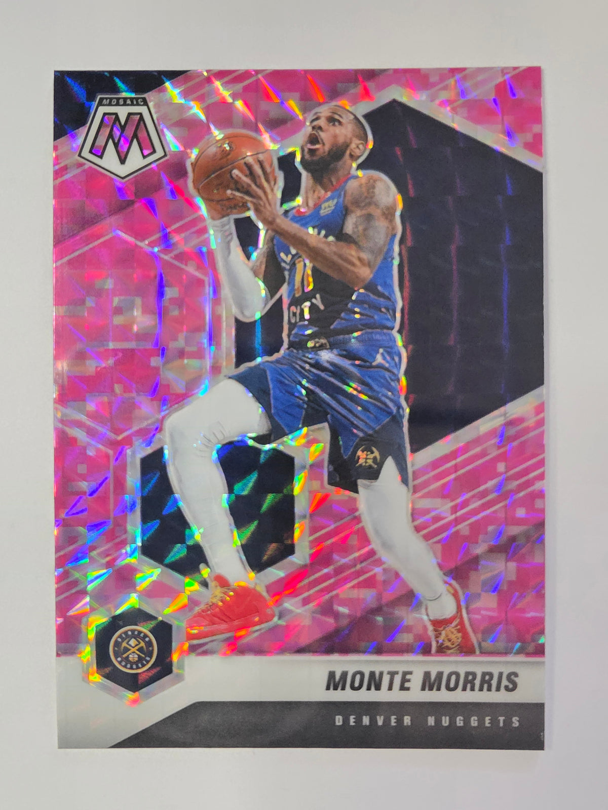 2020-21 Panini Mosaic | Pink Mosaic Parallel | #87 | Monte Morris | Denver Nuggets