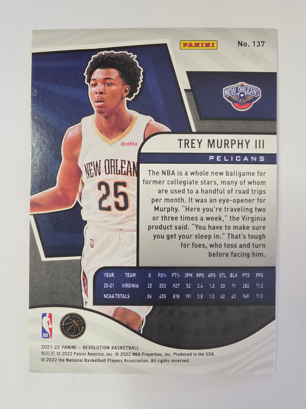 2021-22 Panini Revolution | Fractal Parallel | #137 | Trey Murphy III | Pelicans | RC