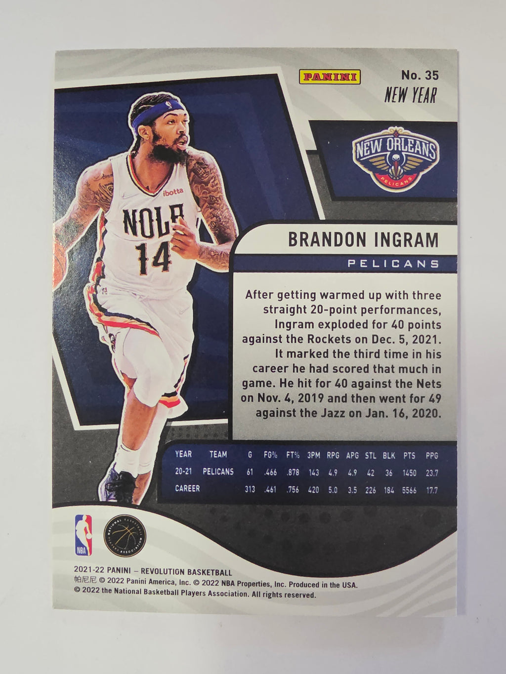 2021-22 Panini Revolution | Fractal Parallel | #35 | Brandon Ingram | Pelicans