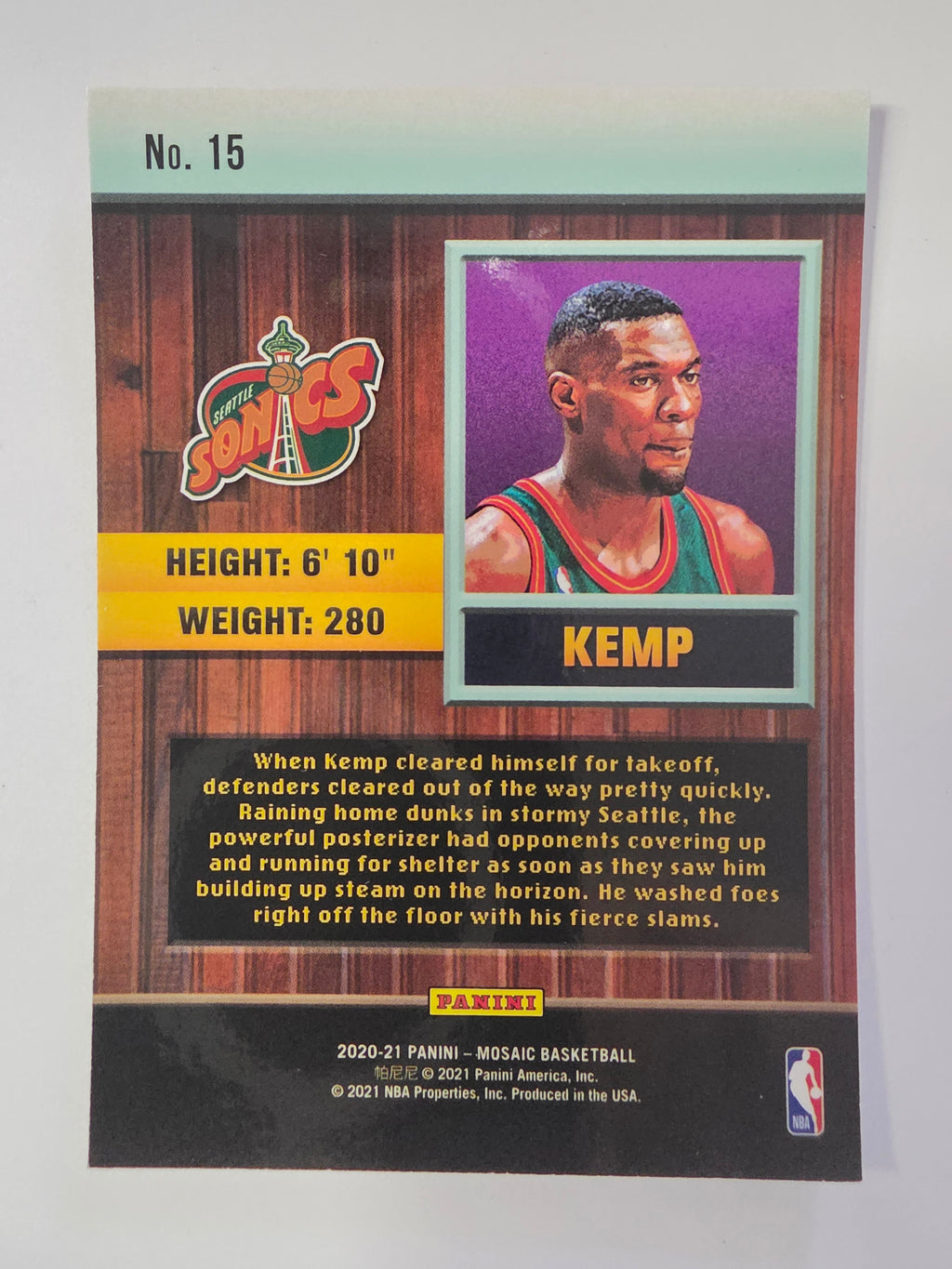 2020-21 Panini Mosaic | Jam Masters Insert | #15 | Shawn Kemp | Seattle SuperSonics
