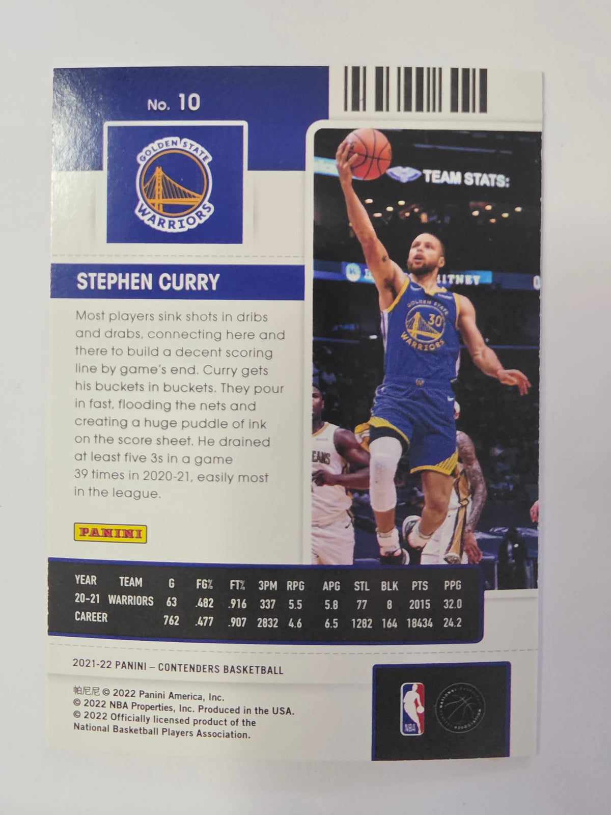 2021-22 Panini Contenders | Season Ticket | #10 | Stephen Curry | Golden State Warriors