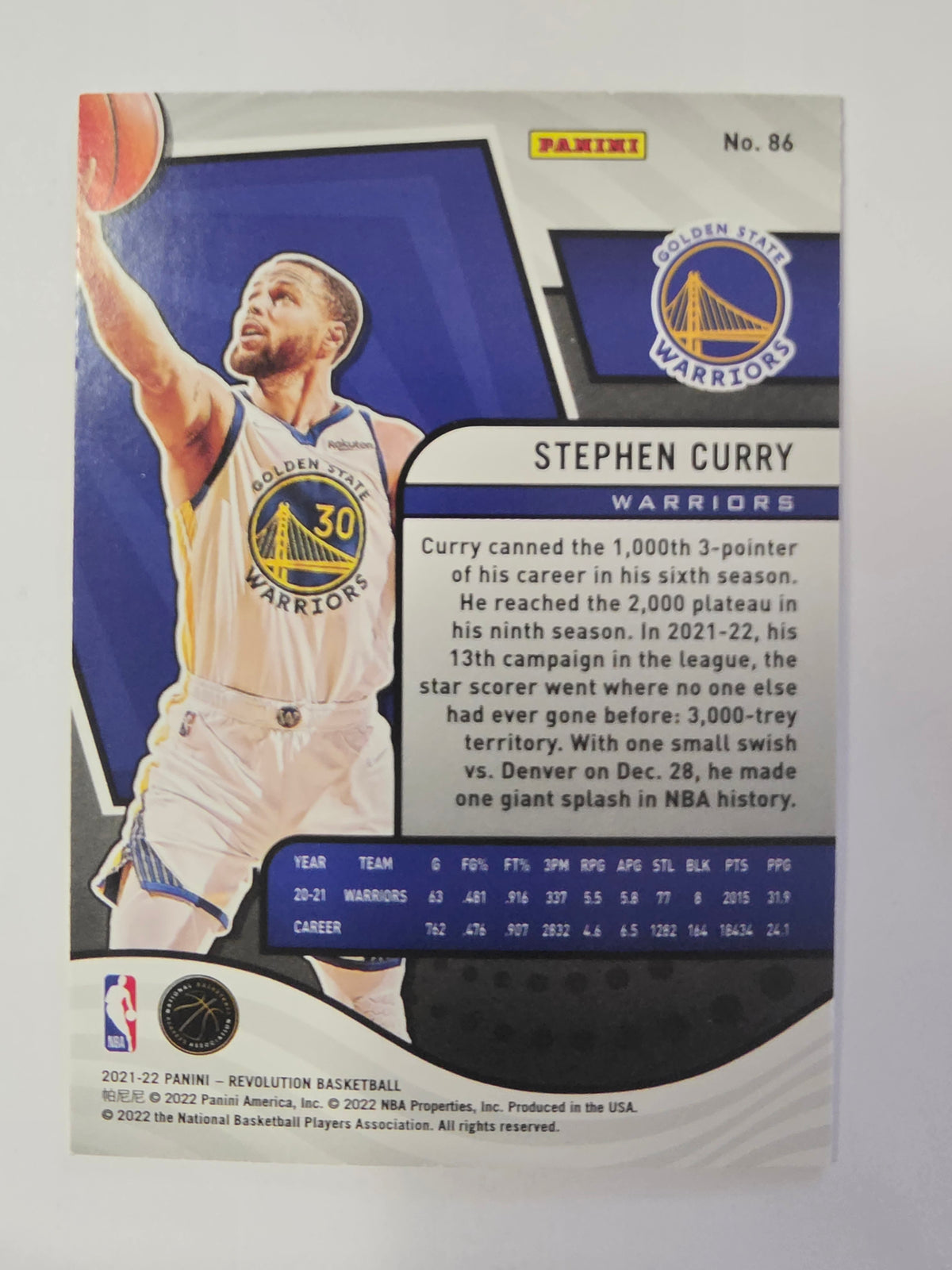 2021-22 Panini Revolution | Sunburst Parallel | #86 | Stephen Curry | Golden State Warriors