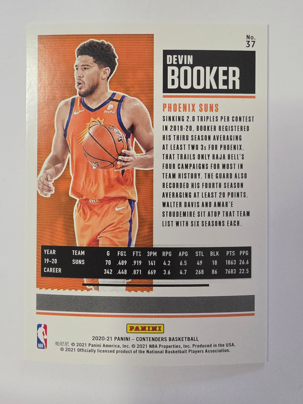 2020-21 Panini Contenders | Season Ticket Game 24 | #37 | Devin Booker | Phoenix Suns